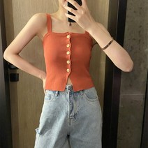 나시 쁘띠 야상 프렌치 니트 나시 숏 톱 여