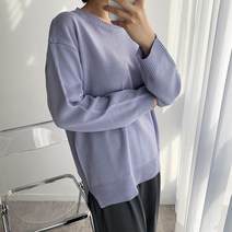 오오엘 여성용 루즈핏 파스텔 베이직 퍼스널라운드 니트