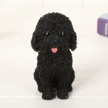 귀여운 푸들 강아지 피규어 모형 카페 자동차 액세서리 + 차량 실리콘 패드, 블랙 푸들