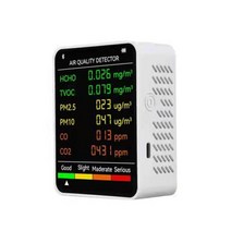 이산화탄소측정기 실내공기질관리법 6 인 1 대기질 검출기 CO2 테스터 PM25 PM10 HCHO TVOC CO 포름알데히드 모니터 LCD 디스플레이 가스 Co2 센서 미터, White+White
