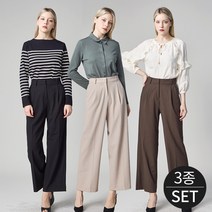 로코엘라 [로코엘라] 라세르 라이크라 와이드 핀턱 팬츠 3종세트