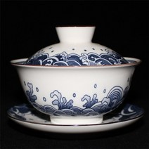 경덕진 개완 중국식 찻잔 중국찻잔 청화 차도구 홈카페 티팟, B  160ml, 1개