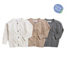 [리틀맘] 꽈배기 니트 면 가디건