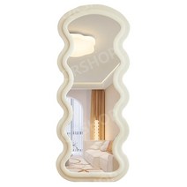날씬 전신 거울 벨벳 물결 피팅 미러 침실 화장 의류 매장 인테리어 장식 벽걸이, 걸핑크 160x60cm 벽걸이+스탠드