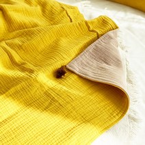 거즈블랭킷 6겹 거즈 테슬 담요 100x140cm(옐로우) 면 블랭킷 코스트코