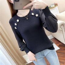 라운드니트 봄옷 빅사이즈 여성의류 뚱뚱한 와이드 루즈핏 슬림핏 뱃살커버 긴 소매 에어매쉬 탑블라우스 2011591594