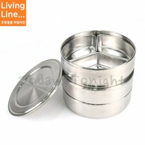 Kitchen 스텐 3단 찬합통 원형 스테인레스 소풍 도시락통 피크닉 나눔 찬합 반찬통 가방포함, ♡스텐찬합3단 중(3칸)♡, [ 1개 ]