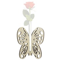 아스케이지 나무 나비 유리 테스트 튜브 홀더 수경 전파 꽃병 레트로 파종기 테라리움 데스크탑 장식 생활, 한개옵션0
