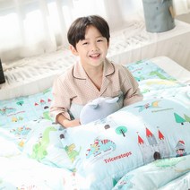 아르떼베딩 키즈 차렵이불 SS 먼지없는 부드러운 모달 100% 국산 유아 침구_왕자와공룡친구들, 블루