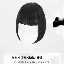 리얼헤어공주 앞머리컷팅 가발 가발 히메지 헤어스타일 리얼헤어 에어 앞머리 가발, 다크 브라운, 하나