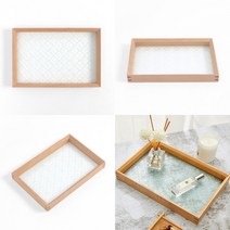 엔티크 플라워 유리트레이 30X20CM 내추럴 유리샬레 유리쟁반트레이 쟁반