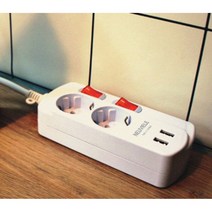 독일아마존입점 USB포트형 2구 멀티탭 1.5M/ 자취생 템 준비물 기숙사 원룸