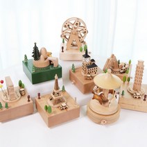 회전 태엽 우드 오르골 선물 소품 뮤직박스 감성 인테리어 집들이 신혼부부 선물, 우드오르골(콜로세움)