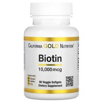 California Gold Nutrition 비오틴 10000mcg 베지 소프트젤 90캡슐 바이오틴 영양제, 기본