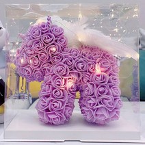 1주년선물 커플 곰 선물 브라이덜샤워 크리스마스 100일 기념일, 선물세트+선물세트램프X귀요미엔젤퍼플조립된순풍백배송