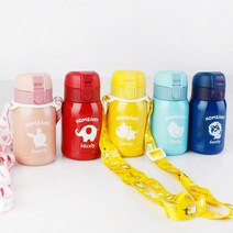 홈애니 SUS304 보온보냉 원터치 미니 텀블러 보온병 + 스트랩, 200ml, 스카이블루 병아리