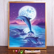 보석십자수 창업 도구 풍경 하늘 달 인쇄 크로스 스티치 패턴 DIY 자수 수제 그림 세공 뜨개질 스탬프 보석, 40x50cm, 11CT 면사, HMA65913_40x50cm_11CT 실크 스레드