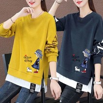 가은무역 WY083014 1+1 봄가을 여성 긴팔티 맨투맨 티셔츠 루즈핏 빅사이즈