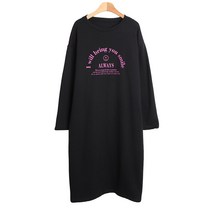 퍼니걸스 5913 루즈핏 라운드 기모 나염 프린팅 롱 원피스 여성의류