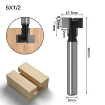 8mm 1/4 quot샹크 6mm T-슬롯 우드 커터 CNC 라우터 비트 세트 육각 볼트 키홀 T 목공 도구 용 슬롯, 6x12.7mm