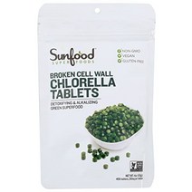 sunfood 클로렐라 정제 | 엽록소가 풍부한 | 깨진 세포벽 | 푸른 녹조류 슈퍼 푸드 | 유기 앰프 비 GMO | 천연 비건 단백질 | 100 순수 | 4온스 가방| 450정