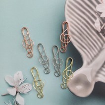 [haramshop] 디자인클립 음표 높은음자리표 페이퍼 클립 로즈골드 골드 실버 1P, 골드