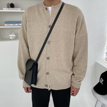 남자 캐시미어 라이크 소프트 루즈핏 라운드 가디건