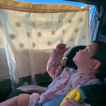 보스꼬 자동차 유아 창문가리개 차박 커튼 아기 햇빛가리개, 플라워 레이스 - (일체형)