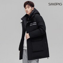 SMOPIG 겨울 남자 와일드 후드 카고 빅 포켓 야상 보온 방한 도톰 화이트 오리털 패딩 코트