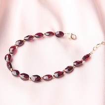14k 원석 여성 금 골드 가넷 팔찌 1월 탄생석