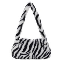 Small Womens Bag Trend 2022 Designer 봉 제 동물 Print Faux Fur Shopper Purse 암 핸드백 Furry Shoulder Tote