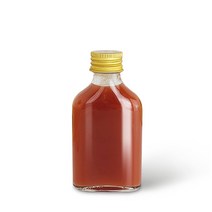유리병 위스키 미니 사각 50ml 플라스크 바이알 투명 납작 병 용기, 위스키 미니사각 50ml 금속캡 골드