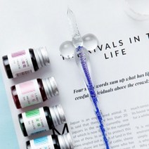 [갓샵]캘리그라피 독학 글라스펜 유리펜 딥펜 세트 5color, 단품, 색상:화이트|사이즈:21*6cm