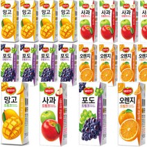 델몬트 드링크 팩 망고 오렌지 포도 사과 190ml 24팩 롯데칠성 주스 쥬스 간식 음료, 델몬트 드링크 망고 드링크 190ml 24팩