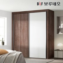 보루네오 10cm 몽크 슬라이딩 작은방 붙박이장 5자 6자 7자, 오크월넛10cm