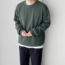 코튼 빅사이즈 하찌 라운드 골지 오버핏 니트 맨투맨 긴팔 티셔츠