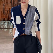 도오빠 레렌비 여성 블라우스 니트 남방 언발 브이넥 가을 봄 긴팔 셔츠