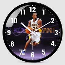 대형 빅사이즈 LA 레이커스 코비 브라이언트 NBA 벽시계 벽걸이 시계 (25 30 35cm) 인테리어 원형 둥근, O + 16인치