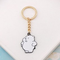 만화 팬더 금속 키 체인 크리에이티브 음료 우유 열쇠 고리 학생 책가방 걸이형 자동차 펜던트 작은 선물 도매