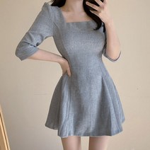 [랜덤플레이] 스퀘어넥 여친룩 플레어 미니원피스
