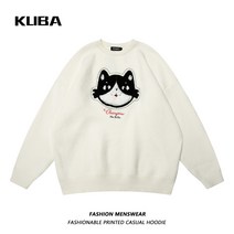 스웨터캐주얼디자인 KUBA 트렌드 2022 가을 남성 커플 플란넬 고양이 OVERSIZE 라운드넥 캐쥬얼 4990895896