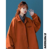 중성 가을 패션 코디 루즈핏 레터링 프린트 트렌드 터틀넥 셔츠 코트 JK323P50 제어68