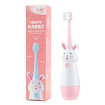 음파 전동 칫솔 3-12 세 만화 토끼 패턴 부드러운 강모 교체 헤드 치아 케어, [01] Pink