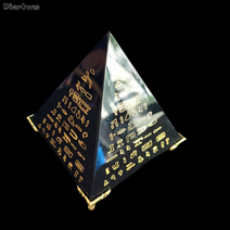 Diertvas 피라미드모형 투명수정 피라미드 황금 크리스탈 피라미드 2종 인테리어 장식품 소품 사업운 개업 선물 금전운 현관 풍수지리 집들이 개업 선물, 고대문양 피라미드