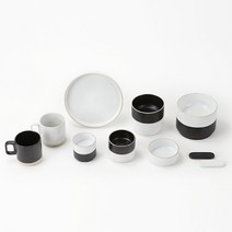 ERATO 옳음 2인 그릇 홈세트 14p, 블랙,화이트, 8종