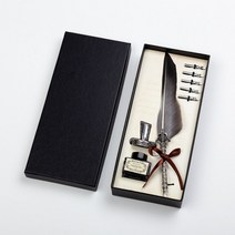 만년필 깃털 취직 입사 선물용 캘리그라피 손글씨 일반 입문용 남자 여자 병잉크 세트, 2-깃펜-네이비