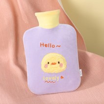 홈데코레 보온 물주머니 500ml 1000ml 2000ml 찜질팩 보온주머니 보온팩, 극세사 퍼플 병아리, 1개