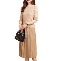 봄 투피스느낌 원피스 니트티 주름 스커트 치마 모임 하객룩