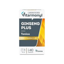 Vitarmonyl Vitarmonyl -Ginseng Plus -Ginseng 추출물 비타민 C 및 B5를 기반으로 한 식품 보조제 - 피곤함 - 성능 향상 - 40 캡슐 팩, 1개