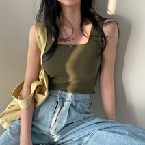 [에이진] 스퀘어 넥 슬림 민소매 나시 (4colors)